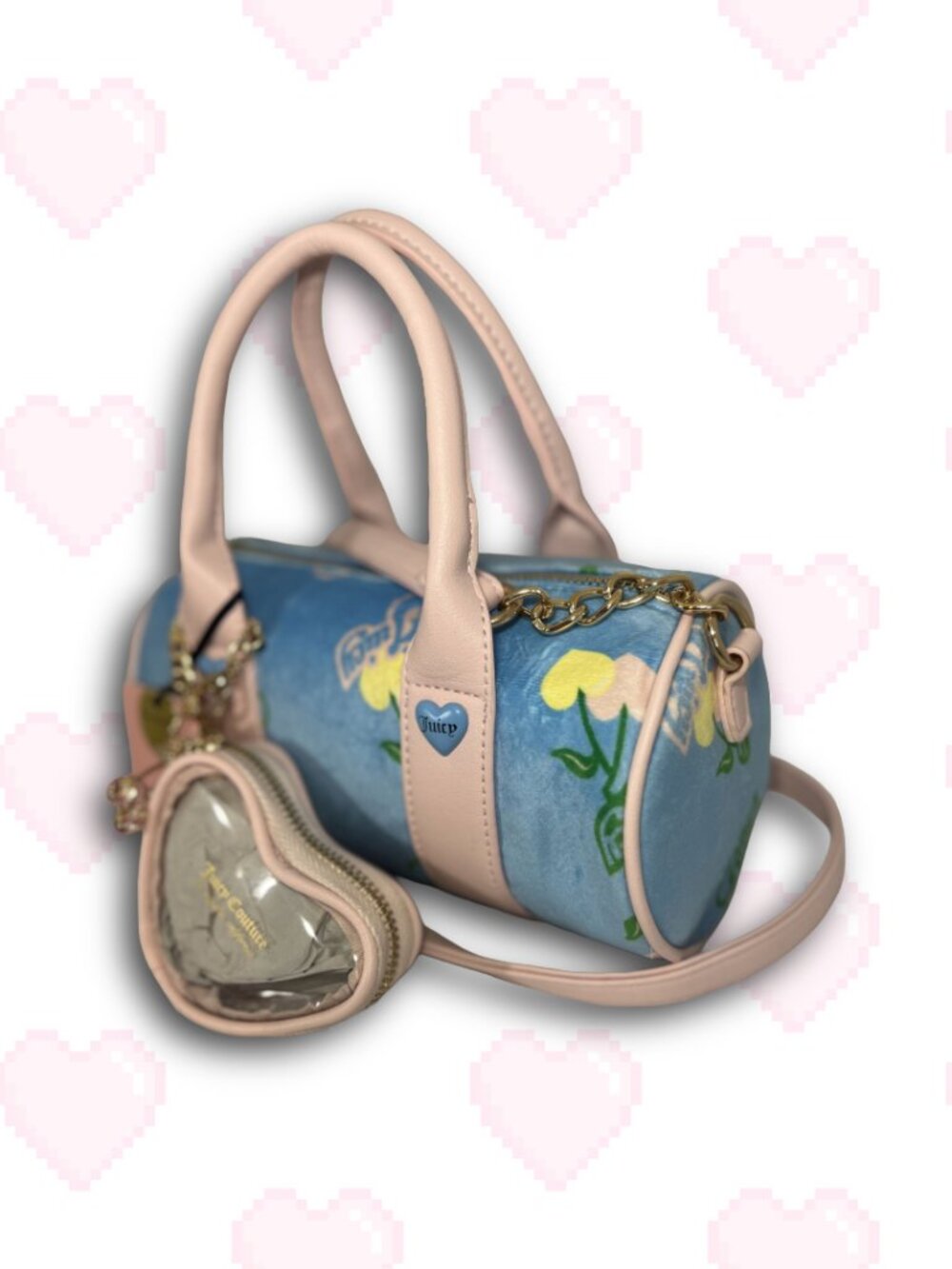 NWT Juicy Couture Retro Cherry Gelato Mini Barrel Bag Crossbody Blue - Picture 2 of 7